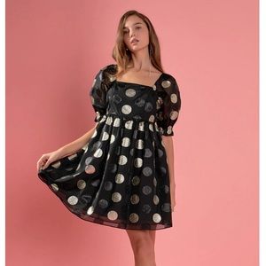 Metallic Babydoll Mini Dress